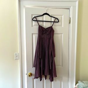 Camilla & Marc purple silk and rayon dress. Checkered cutout pattern.